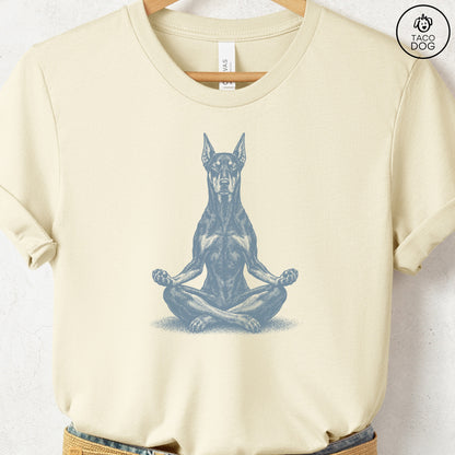 Doberman Meditate T-Shirt Natural Taco-Dog