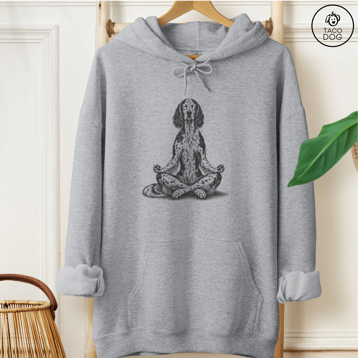 English Setter Meditate Hoodie Graphite Heather Taco-Dog