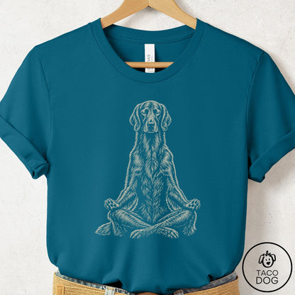 Flat-Coated Retriever Meditate T-Shirt Deep Teal Taco-Dog