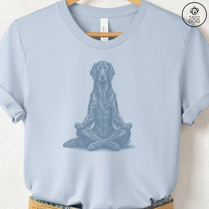 Flat-Coated Retriever Meditate T-Shirt Light Blue Taco-Dog