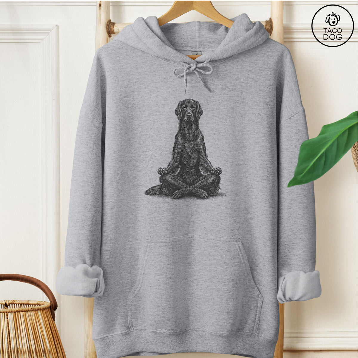 Flat-Coated Retriever Meditate Hoodie Graphite Heather Taco-Dog