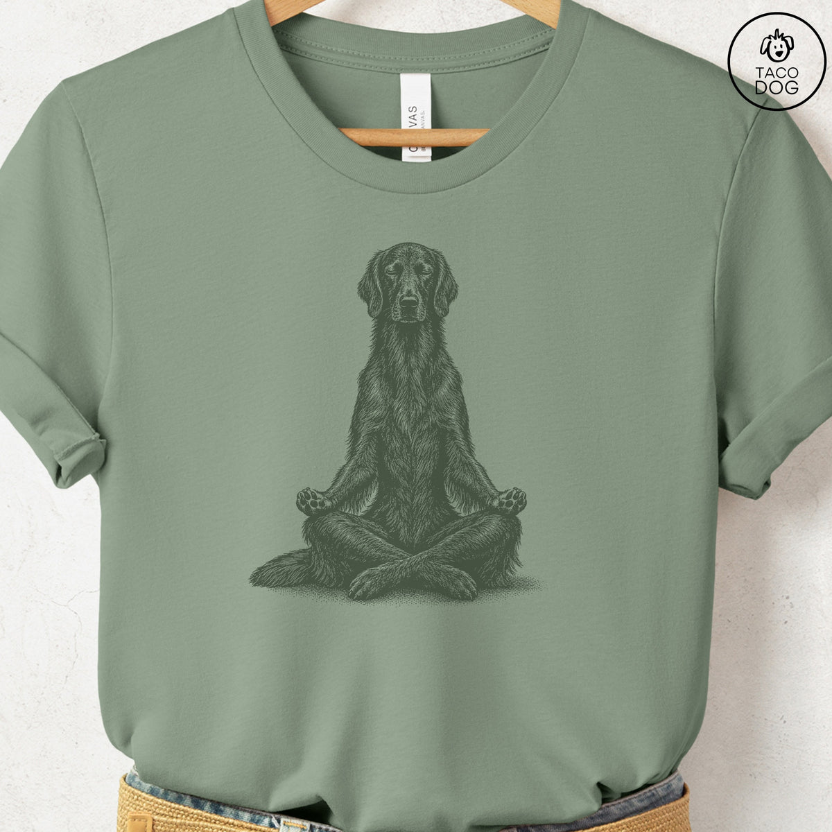 Flat-Coated Retriever Meditate T-Shirt Sage Taco-Dog