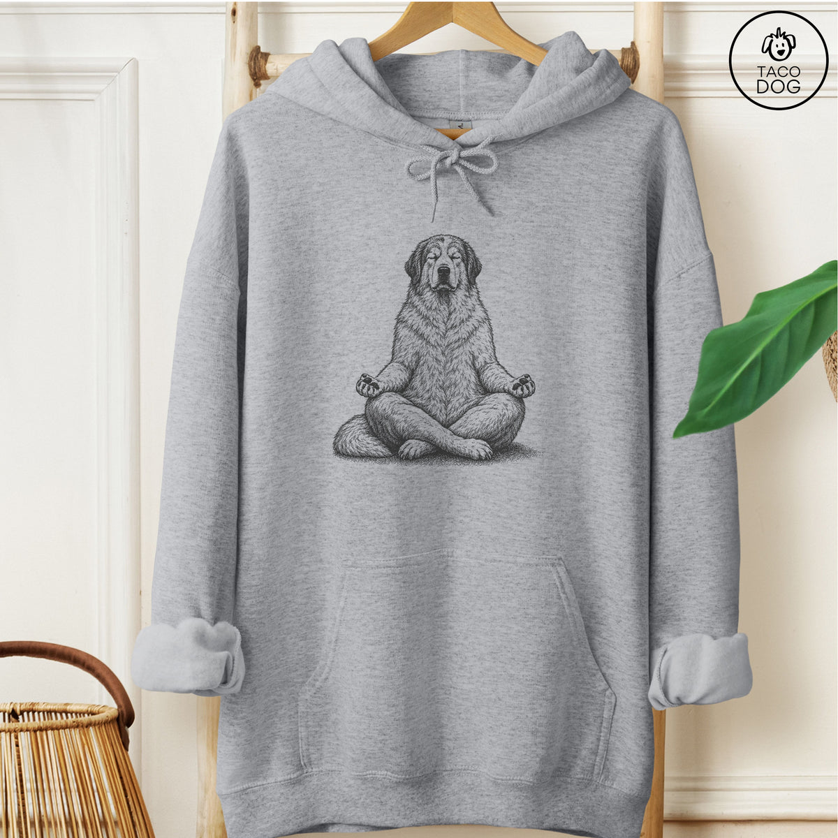 Great Pyrenees Meditate Hoodie Graphite Heather Taco-Dog