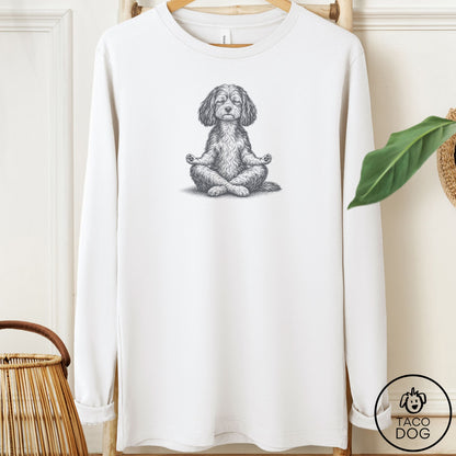 Havanese Meditate Long Sleeve Tee White Taco-Dog