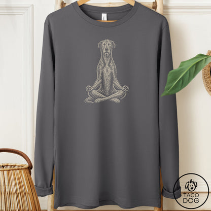 Irish Wolfhound Meditate Long Sleeve Tee Asphalt Taco-Dog