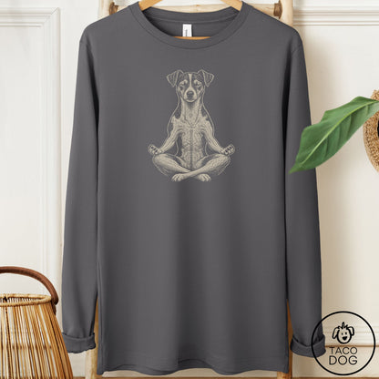 Jack Russell Meditate Long Sleeve Tee Asphalt Taco-Dog