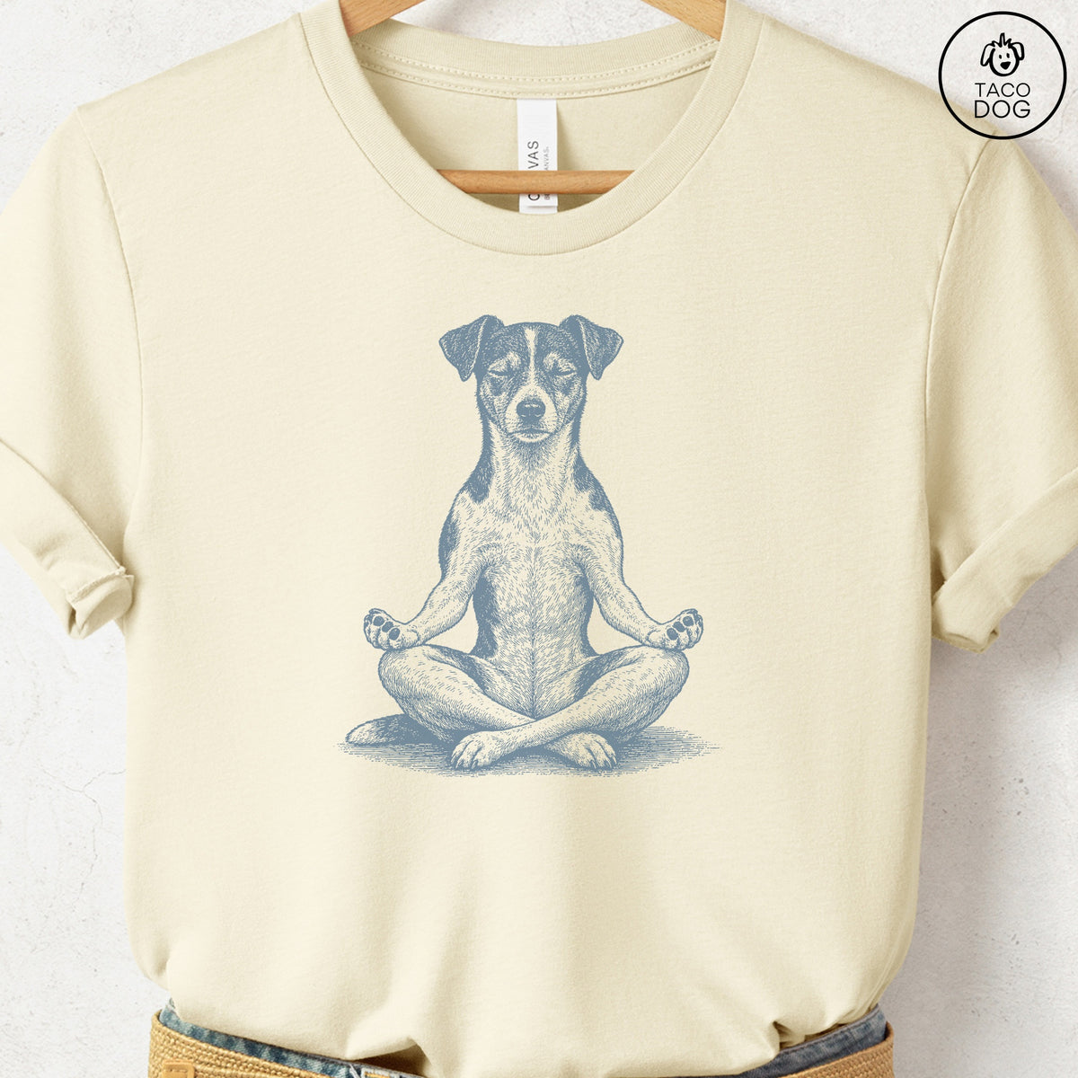 Jack Russell Meditate T-Shirt Natural Taco-Dog