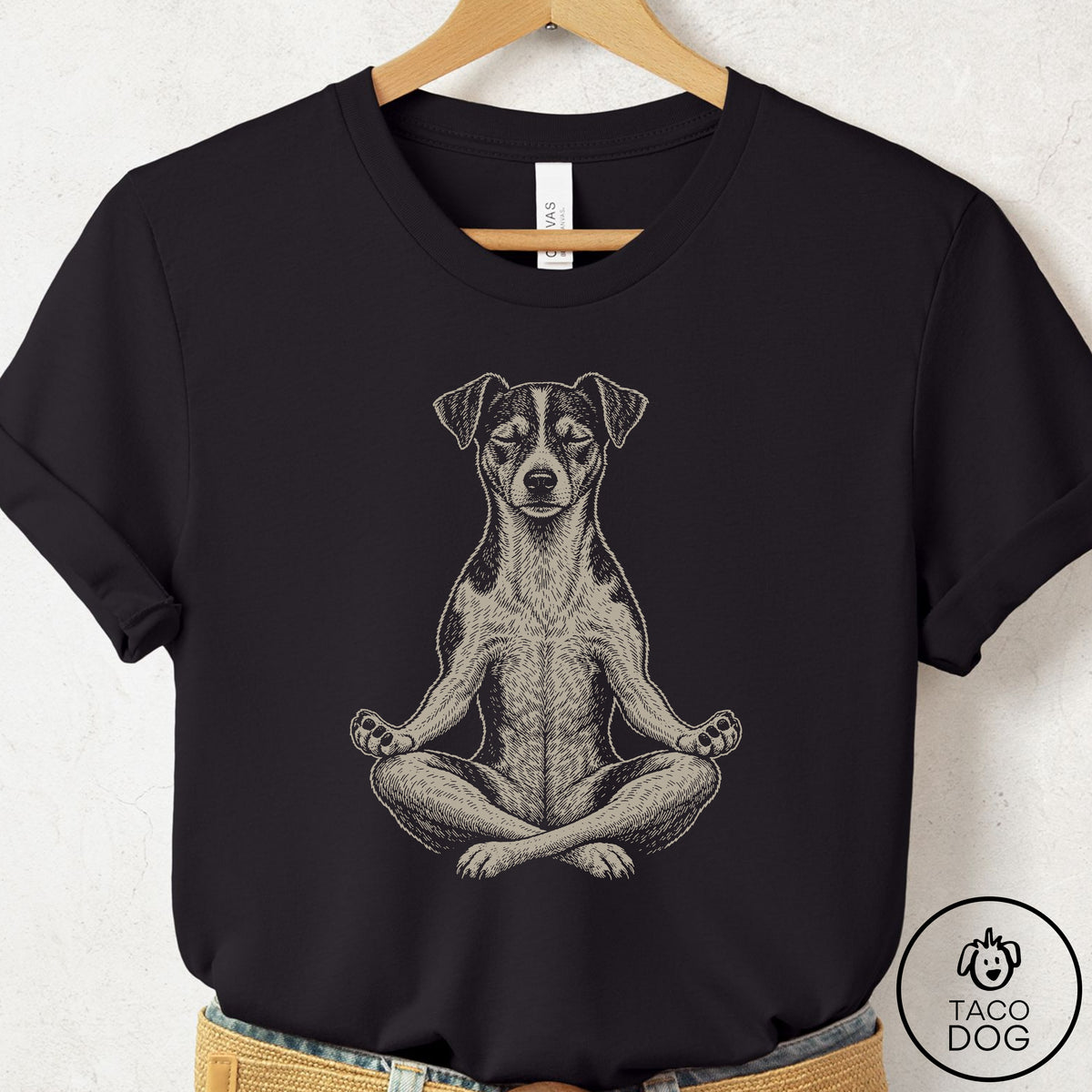 Jack Russell Meditate T-Shirt Black Taco-Dog