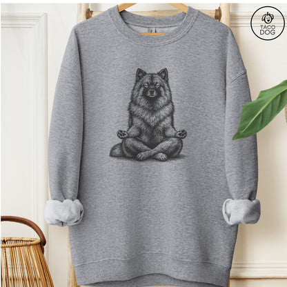 Keeshond Meditate Sweatshirt Graphite Heather Taco-Dog