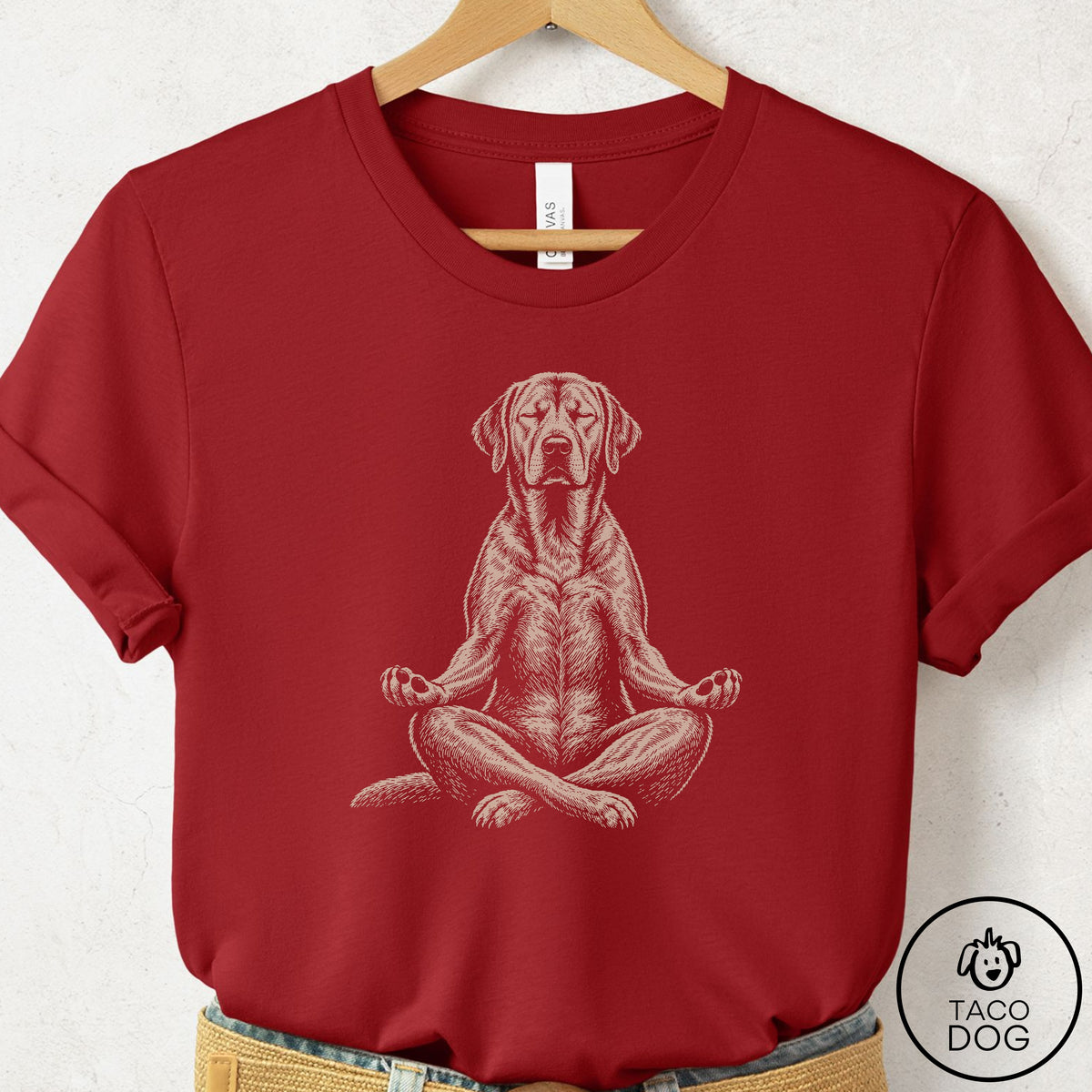 Labrador Retriever Meditate T-Shirt Canvas Red Taco-Dog