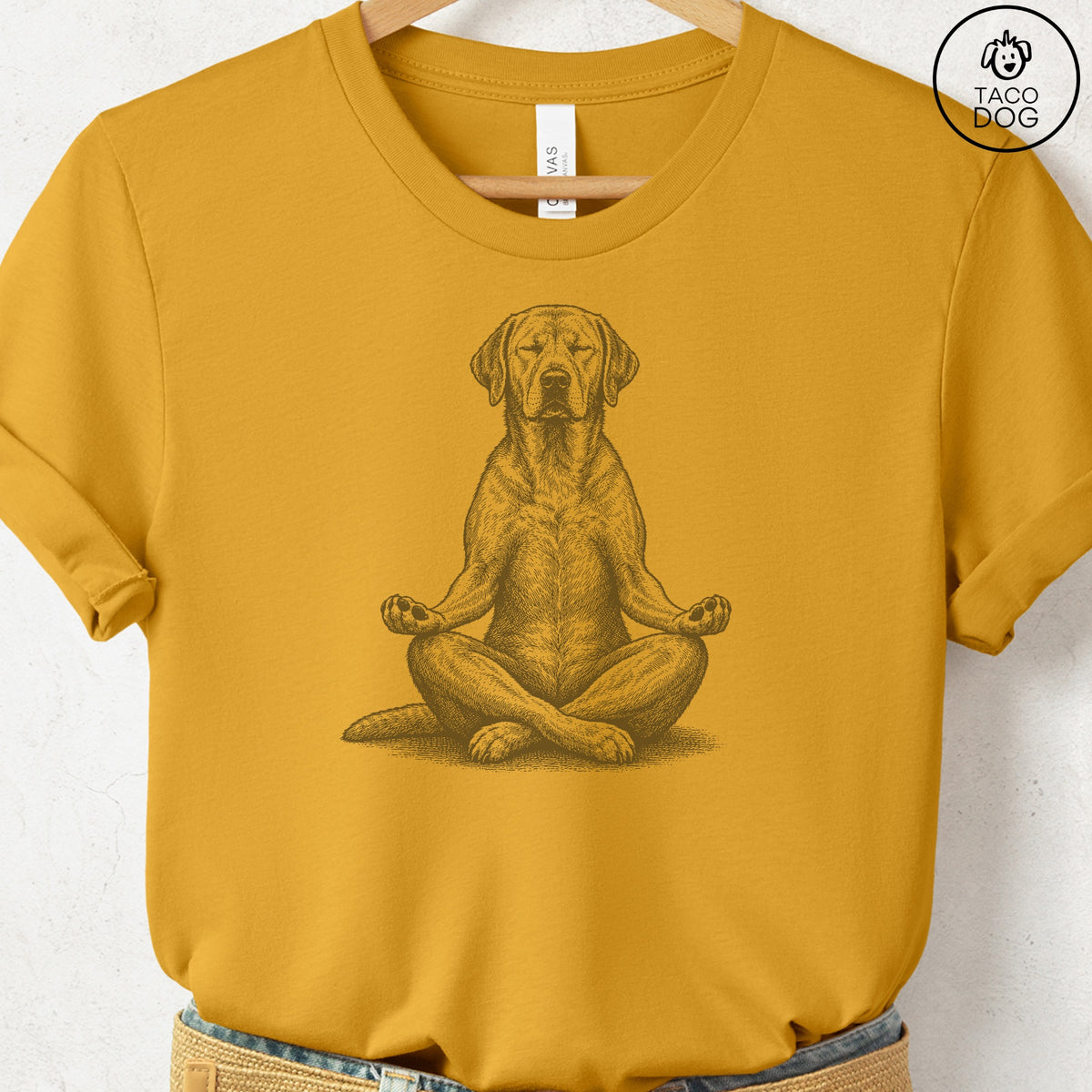 Labrador Retriever Meditate T-Shirt Mustard Taco-Dog