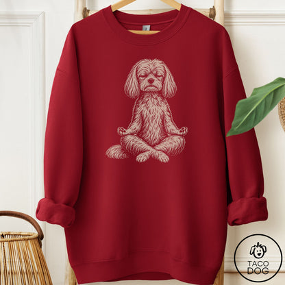 Maltese Meditate Sweatshirt Garnet Taco-Dog