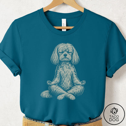Maltese Meditate T-Shirt Deep Teal Taco-Dog