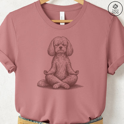 Maltese Meditate T-Shirt Heather Mauve Taco-Dog