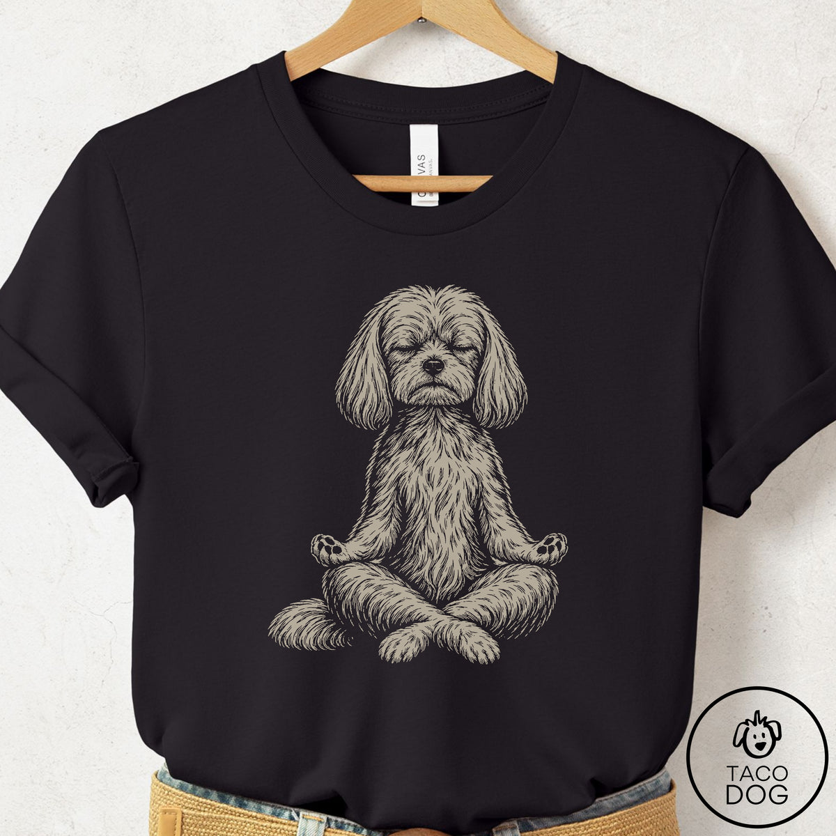 Maltese Meditate T-Shirt Black Taco-Dog