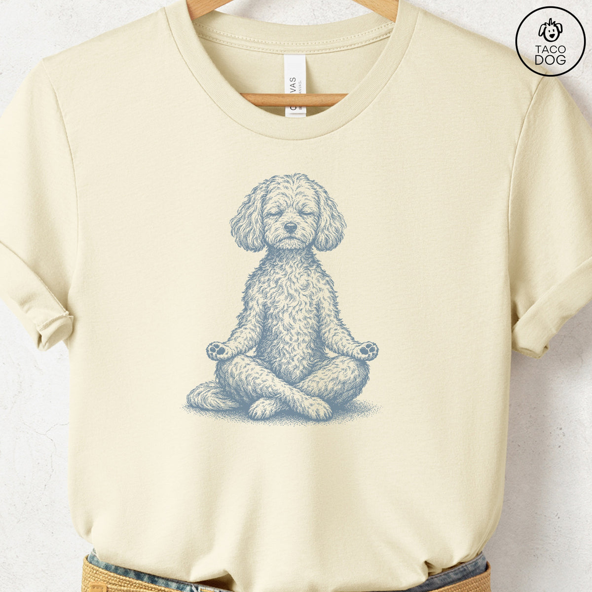 Maltipoo Meditate T-Shirt Natural Taco-Dog