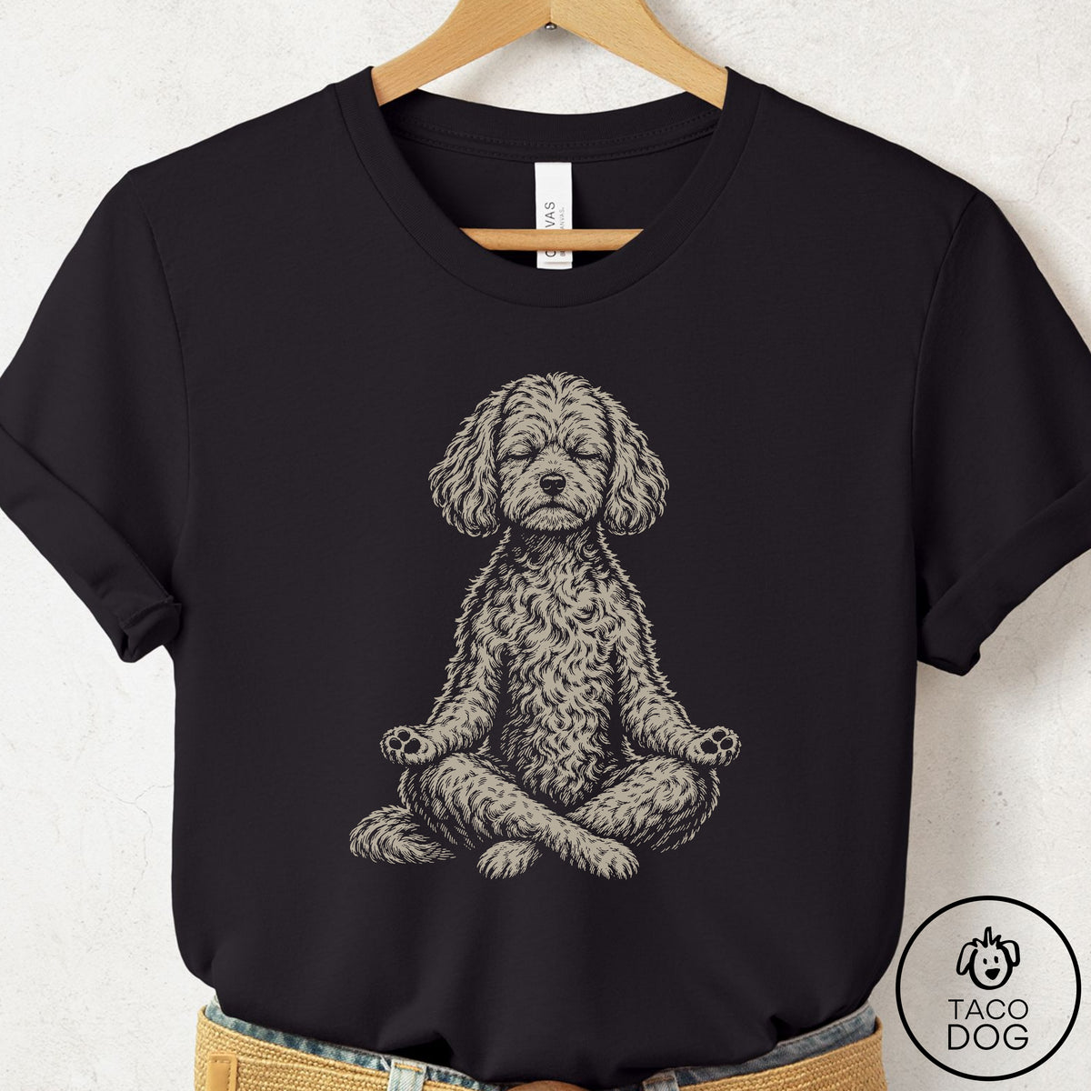 Maltipoo Meditate T-Shirt Black Taco-Dog