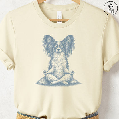 Papillon Meditate T-Shirt Natural Taco-Dog