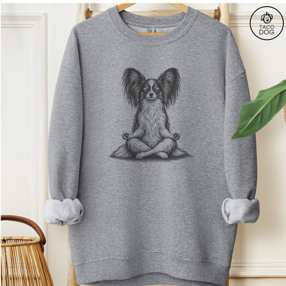 Papillon Meditate Sweatshirt Graphite Heather Taco-Dog