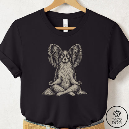 Papillon Meditate T-Shirt Black Taco-Dog