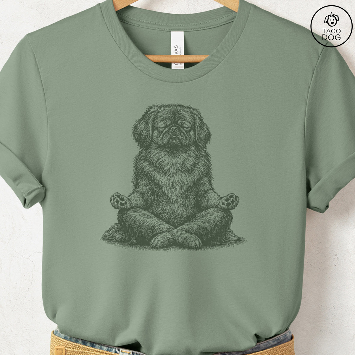 Pekingese Meditate T-Shirt Sage Taco-Dog