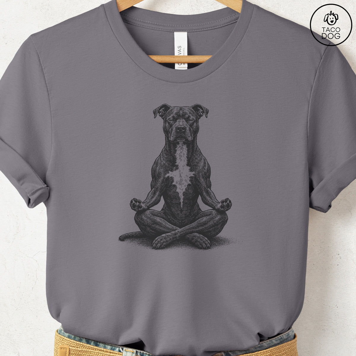 Pitbull Meditate T-Shirt Storm Taco-Dog