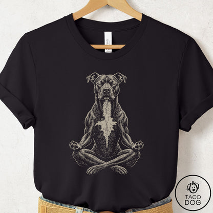 Pitbull Meditate T-Shirt Black Taco-Dog