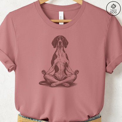 Pointer Meditate T-Shirt Heather Mauve Taco-Dog