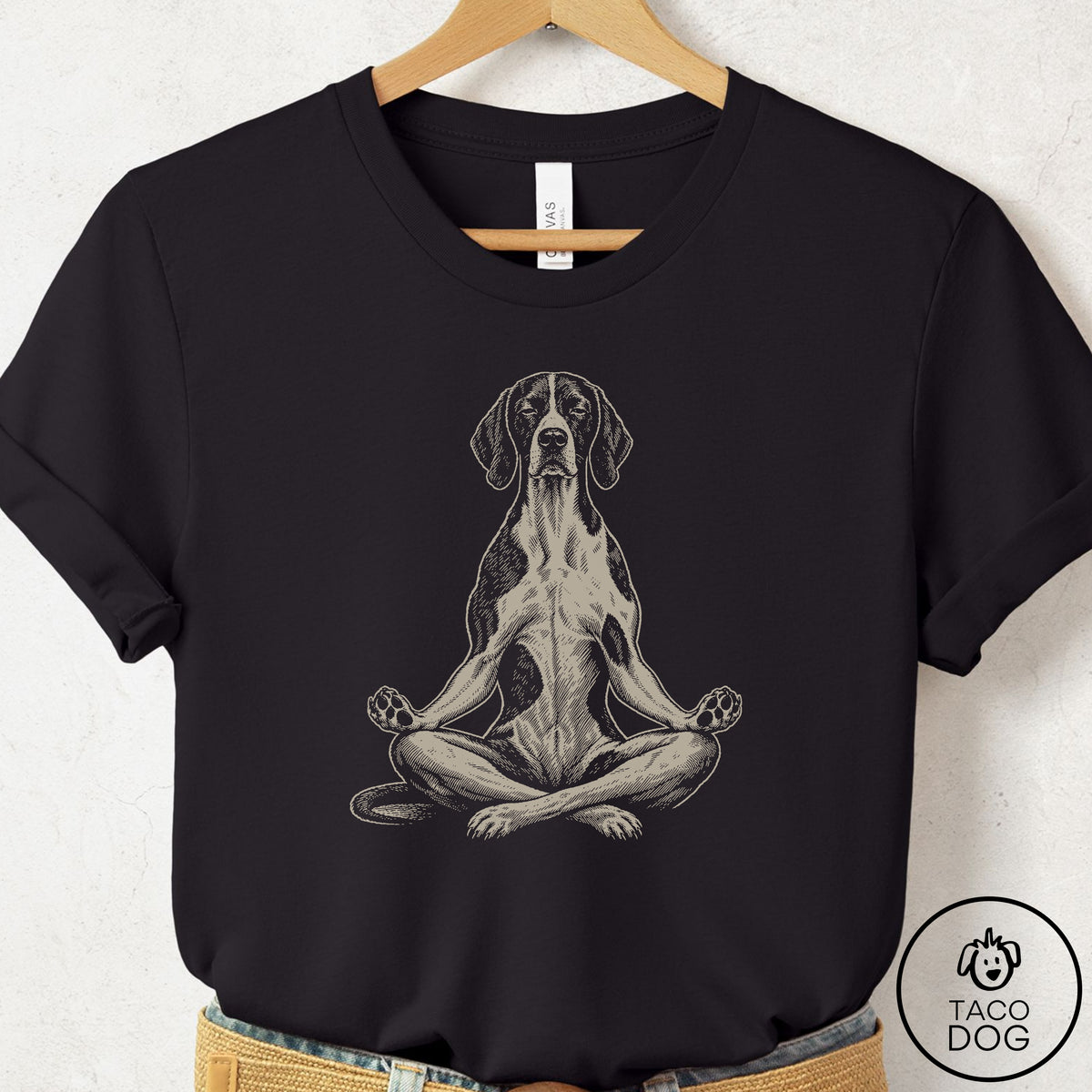 Pointer Meditate T-Shirt Black Taco-Dog