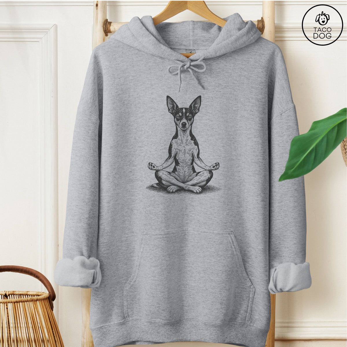 Rat Terrier Meditate Hoodie Graphite Heather Taco-Dog