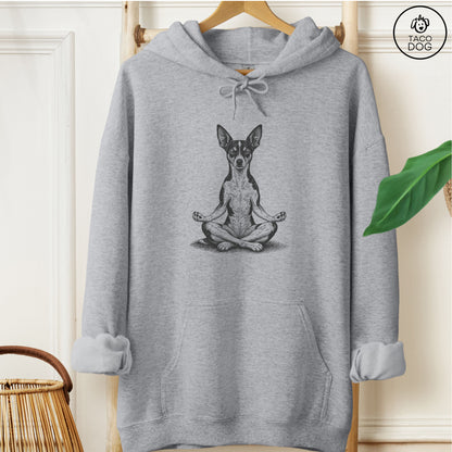 Rat Terrier Meditate Hoodie Graphite Heather Taco-Dog