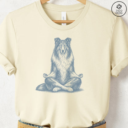 Rough Collie Meditate T-Shirt Natural Taco-Dog