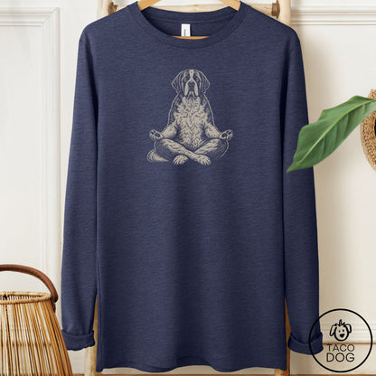 Saint Bernard Meditate Long Sleeve Tee Heather Navy Taco-Dog
