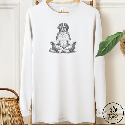 Saint Bernard Meditate Long Sleeve Tee White Taco-Dog
