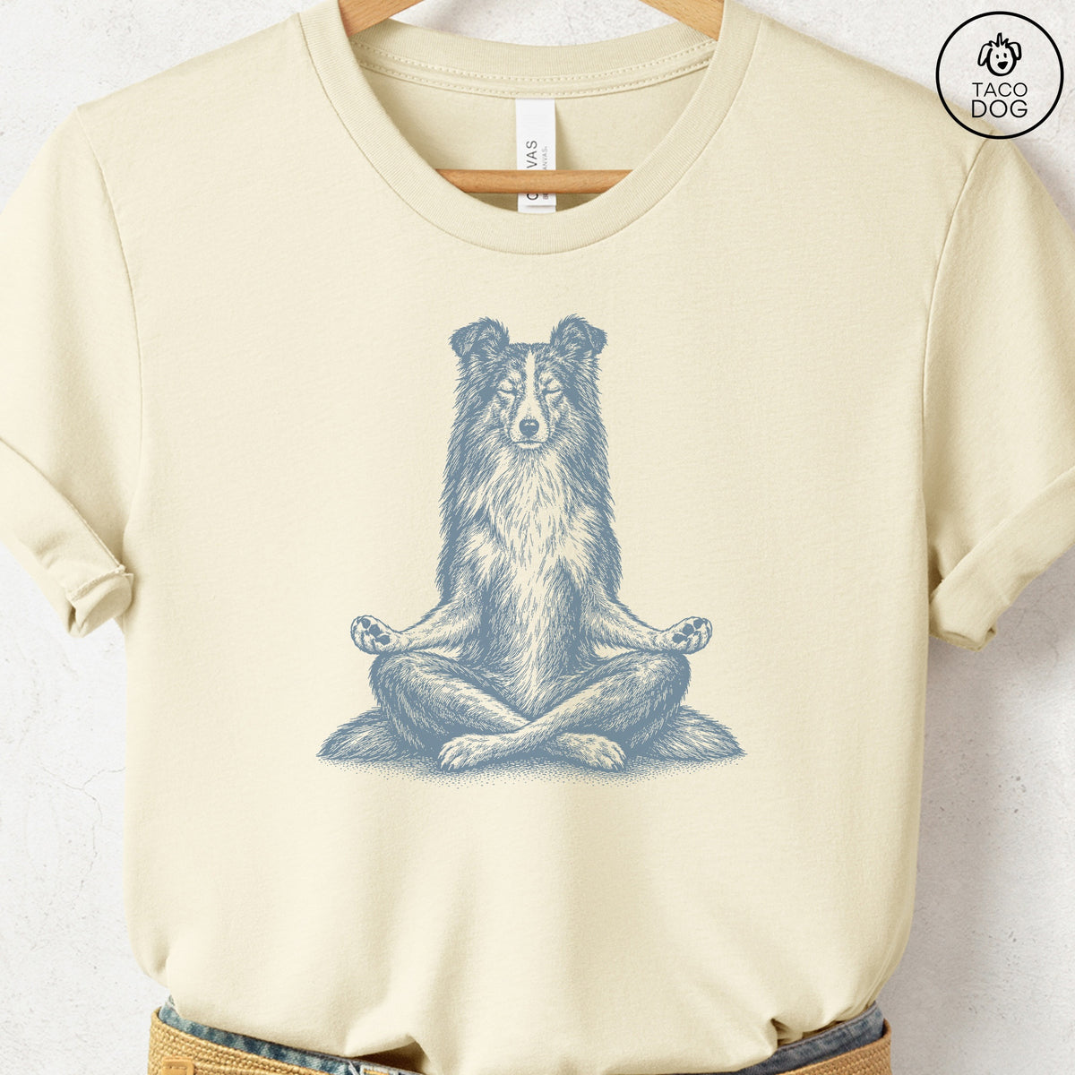 Shetland Sheepdog Meditate T-Shirt Natural Taco-Dog