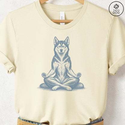 Husky Meditate T-Shirt Natural Taco-Dog
