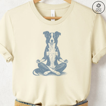 Border Collie Meditate T-Shirt Natural Taco-Dog