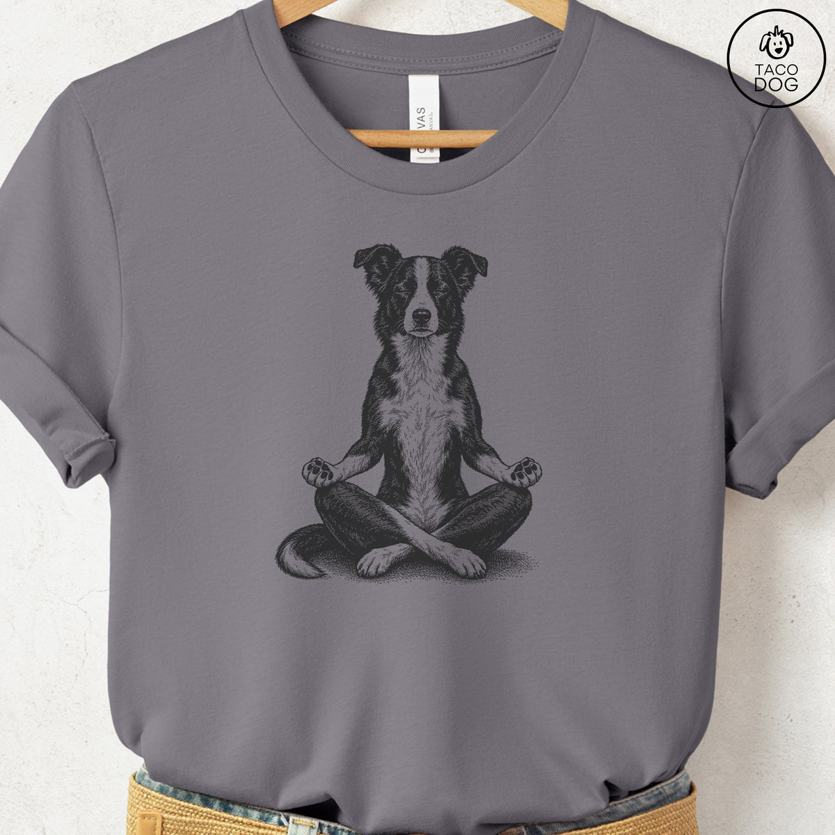 Border Collie Meditate T-Shirt Storm Taco-Dog