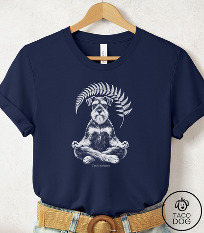 Schnauzer Meditation Cyanotype Tee Navy Taco-Dog