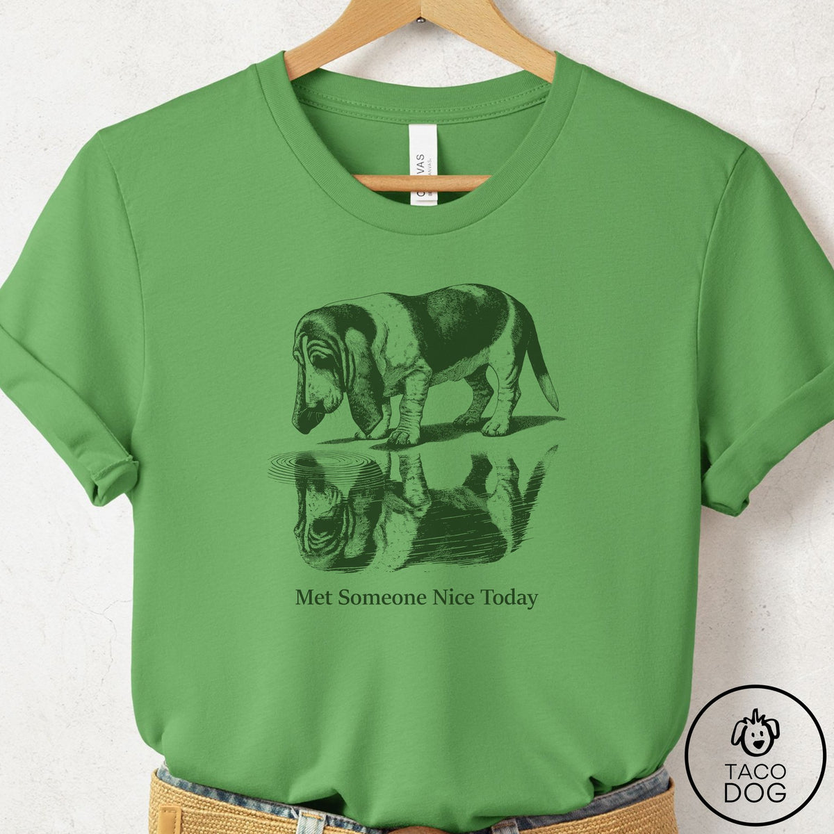 Basset Hound Met Someone Nice T-Shirt Leaf Taco-Dog