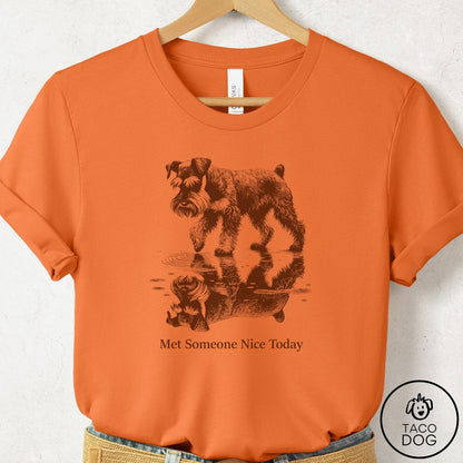Schnauzer Met Someone Nice T-Shirt Burnt Orange Taco-Dog