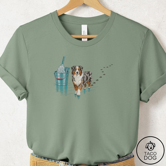 Australian Shepherd Mop T-Shirt Sage Taco-Dog
