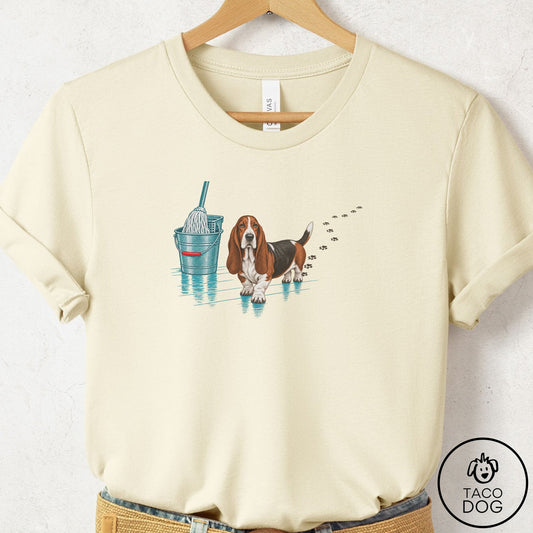 Basset Hound Mop T-Shirt Natural Taco-Dog