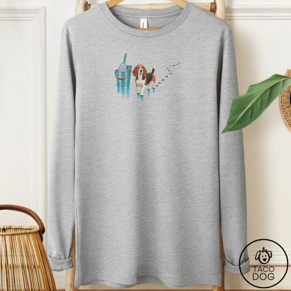 Beagle Mop Long Sleeve Tee Athletic Heather Taco-Dog