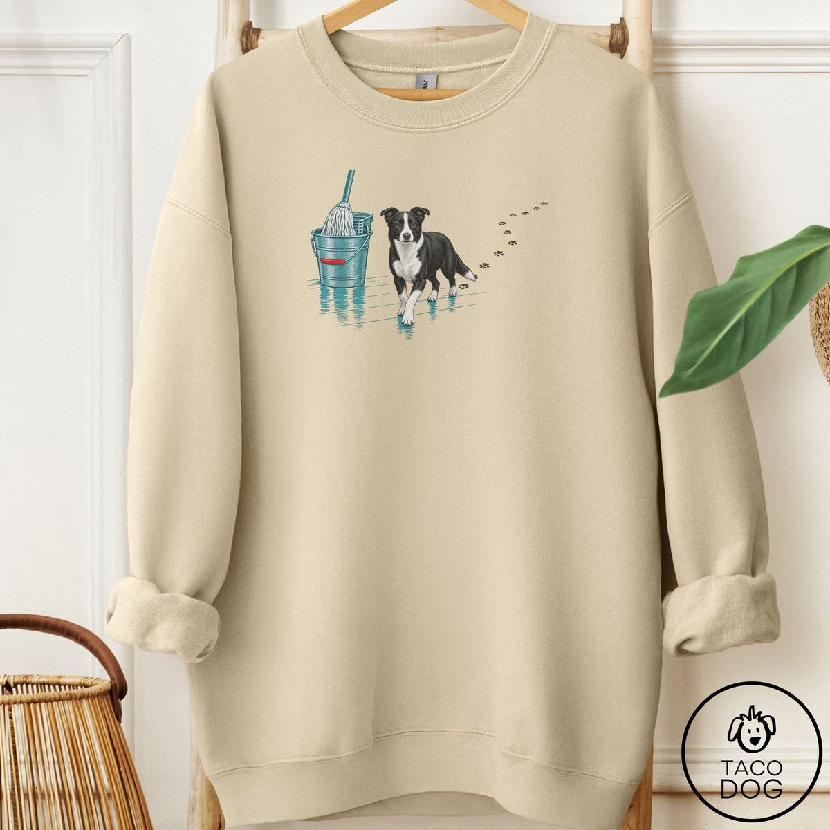 Border Collie Mop Sweatshirt Sand Taco-Dog