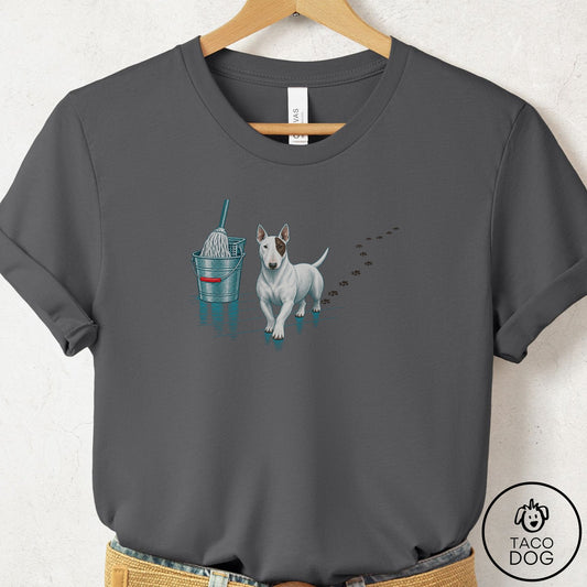 Bull Terrier Mop T-Shirt Asphalt Taco-Dog