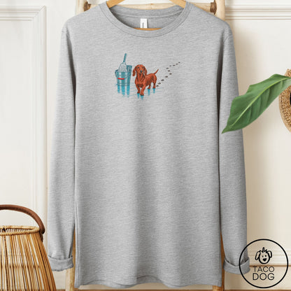Dachshund Mop Long Sleeve Tee Athletic Heather Taco-Dog