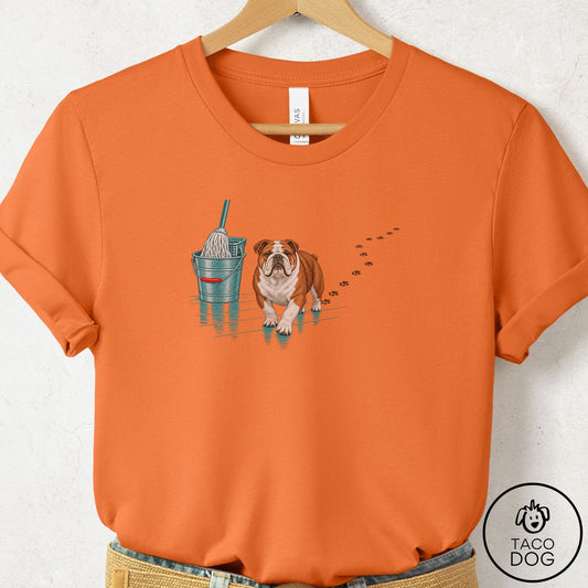 English Bulldog Mop T-Shirt Burnt Orange Taco-Dog