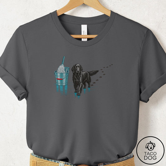 Flat-Coated Retriever Mop T-Shirt Asphalt Taco-Dog