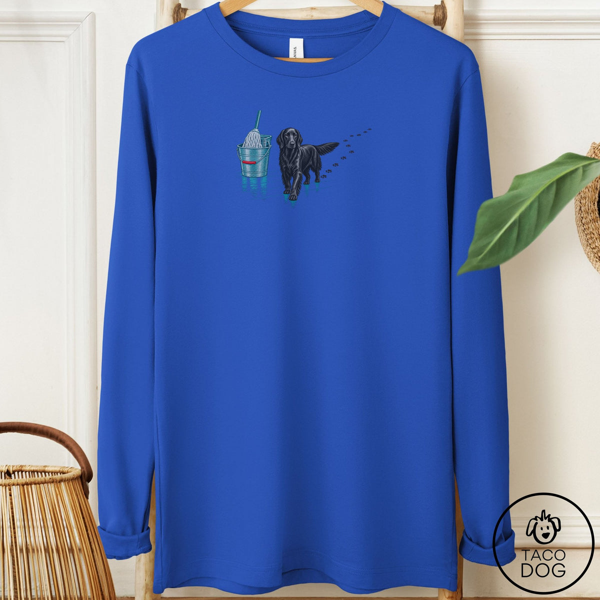 Flat-Coated Retriever Mop Long Sleeve Tee True Royal Taco-Dog